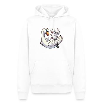 Schwanenmutter und Kind beim Herumtollen - Männer Premium Bio Hoodie - Weiß - Vorne - Nico (187cm)