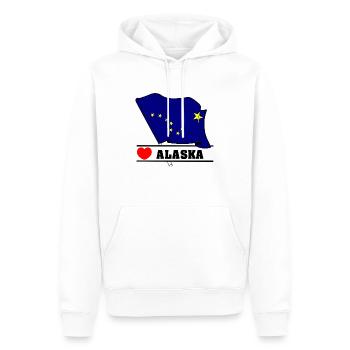 Flagge Alaska Herz ALASKA - Männer Premium Bio Hoodie - Weiß - Vorne - Nico (187cm)