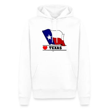 Hinweis Texas Herz TEXAS - Männer Premium Bio Hoodie - Weiß - Vorne - Nico (187cm)
