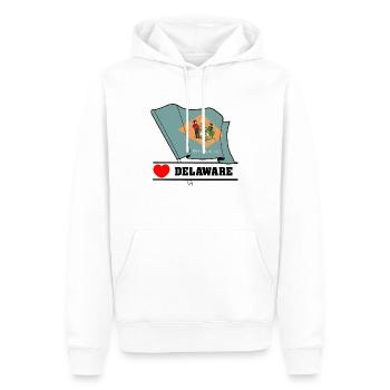 Hinweis Delaware Herz DELAWARE - Männer Premium Bio Hoodie - Weiß - Vorne - Nico (187cm)
