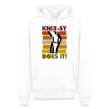 Knee-sy does it! - Männer Premium Bio Hoodie - Weiß - Vorne - Nico (187cm)