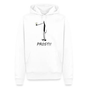 Prost, Cheers, Wein trinken, funny Shirt, kopflos - Männer Premium Bio Hoodie - Weiß - Vorne - Nico (187cm)