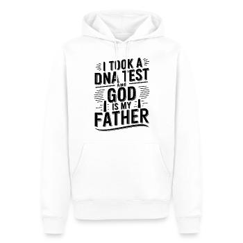 DNA test done, God is my father! Christian - Men’s Premium Organic Hoodie - white - Front - Nico (187cm)