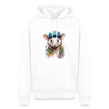Opossum Snapback Cap Cool Tier Design Print - Men’s Premium Organic Hoodie - white - Front - Nico (187cm)