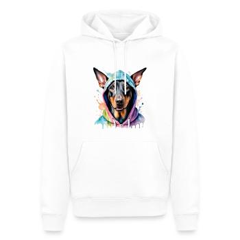Dobermann Hoodie Hund Bunt Lustig Tier Print - Männer Premium Bio Hoodie - Weiß - Vorne - Nico (187cm)