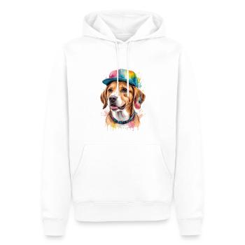 Beagle Snapback Cap Dog Funny Animal Design Print - Men’s Premium Organic Hoodie - white - Front - Nico (187cm)