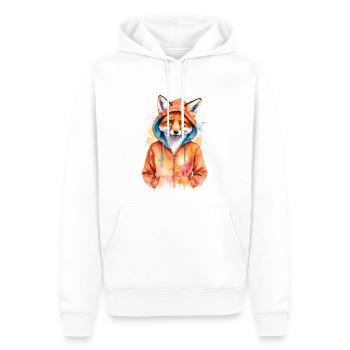 Fuchs Hoodie Bunt Lustig Tier Design Print - Männer Premium Bio Hoodie - Weiß - Vorne - Nico (187cm)