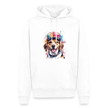 Beagle Snapback Cap Dog Funny Animal Design Print - Men’s Premium Organic Hoodie - white - Front - Nico (187cm)