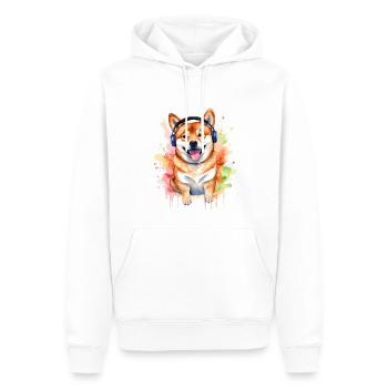 Shiba Inu Casque Chien Drôle Animal Design Imprimer - Sweat à capuche Premium bio Homme - blanc - Devant - Nico (187cm)