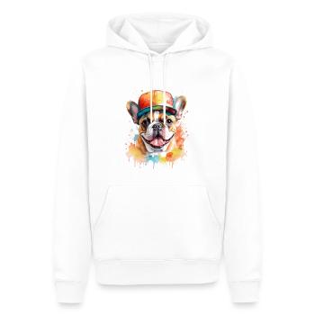 Casquette Bouledogue Français Snapback Frenchie Dog - Sweat à capuche Premium bio Homme - blanc - Devant - Nico (187cm)