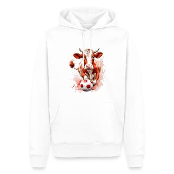 Kuh Fußball Bunt Schweiz Tier Design Print - Männer Premium Bio Hoodie - Weiß - Vorne - Nico (187cm)