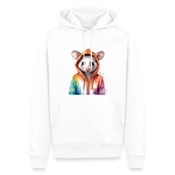 Sweat à capuche Opossum Imprimé Animal Coloré - Sweat à capuche Premium bio Homme - blanc - Devant - Nico (187cm)