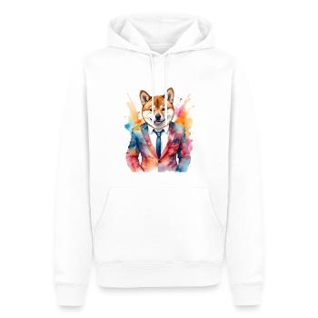 Shiba Inu Costume Chien Coloré Drôle Animal Design Imprimer - Sweat à capuche Premium bio Homme - blanc - Devant - Nico (187cm)