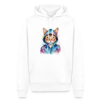 Sweat à capuche de chat coloré drôle animal design imprimé - Sweat à capuche Premium bio Homme - blanc - Devant - Nico (187cm)