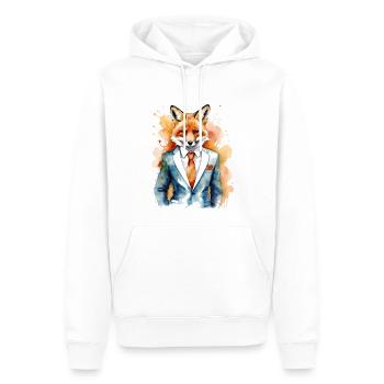 Fuchs Anzug Bunt Tier Design Print - Männer Premium Bio Hoodie - Weiß - Vorne - Nico (187cm)