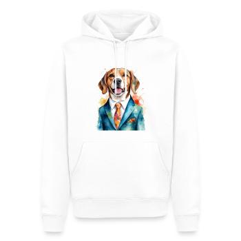 Beagle Anzug Hund Bunt Lustig Tier Design Print - Männer Premium Bio Hoodie - Weiß - Vorne - Nico (187cm)