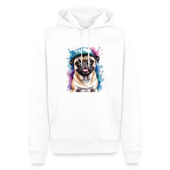 Carlin Snapback Cap Chien Coloré Drôle Design Imprimer - Sweat à capuche Premium bio Homme - blanc - Devant - Nico (187cm)