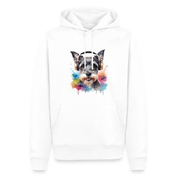Zwergschnauzer Kopfhörer Hund Lustig Design Print - Männer Premium Bio Hoodie - Weiß - Vorne - Nico (187cm)