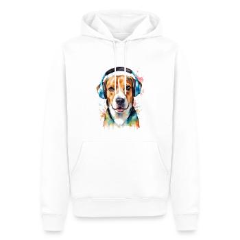 Beagle Headphones Dog Funny Animal Design Print - Men’s Premium Organic Hoodie - white - Front - Nico (187cm)
