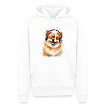 Pomeranian Pomeranian Headphones Dog Print - Men’s Premium Organic Hoodie - white - Front - Nico (187cm)