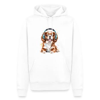 Cavalier King Charles Spaniel Casque Imprimé Chien - Sweat à capuche Premium bio Homme - blanc - Devant - Nico (187cm)