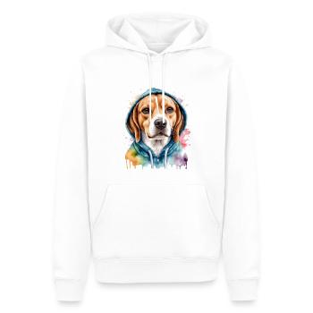 Beagle Hoodie Dog Colorful Funny Animal Design Print - Men’s Premium Organic Hoodie - white - Front - Nico (187cm)