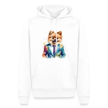 Pomeranian Zwergspitz Anzug Hund Bunt Print - Männer Premium Bio Hoodie - Weiß - Vorne - Nico (187cm)