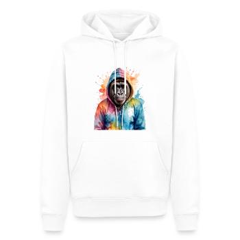 Gorille Sweat à capuche Monkey Imprimé de design d’animaux colorés - Sweat à capuche Premium bio Homme - blanc - Devant - Nico (187cm)