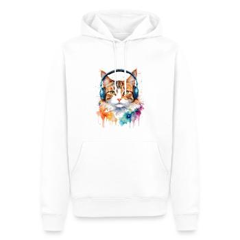 Casque de chat coloré drôle animal design imprimé - Sweat à capuche Premium bio Homme - blanc - Devant - Nico (187cm)