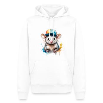 Opossum Snapback Cap Cool Tier Design Print - Men’s Premium Organic Hoodie - white - Front - Nico (187cm)
