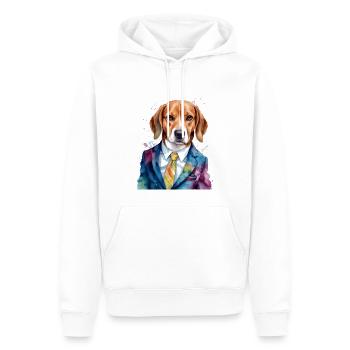 Beagle Anzug Hund Bunt Lustig Tier Design Print - Männer Premium Bio Hoodie - Weiß - Vorne - Nico (187cm)