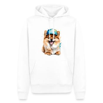 Loulou de Poméranie Casquette Snapback Chien Imprimé - Sweat à capuche Premium bio Homme - blanc - Devant - Nico (187cm)