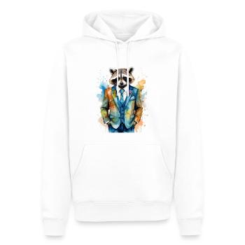 Costume de raton laveur Imprimé de conception d’animaux colorés - Sweat à capuche Premium bio Homme - blanc - Devant - Nico (187cm)