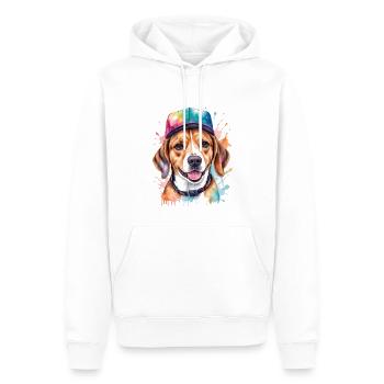 Beagle Snapback Cap Dog Funny Animal Design Print - Men’s Premium Organic Hoodie - white - Front - Nico (187cm)