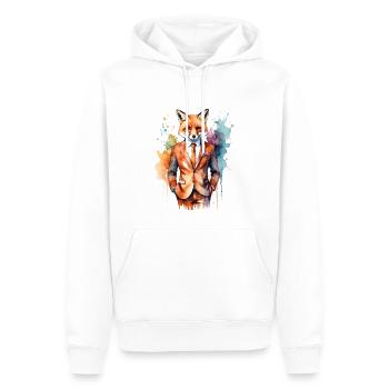 Fuchs Anzug Bunt Tier Design Print - Männer Premium Bio Hoodie - Weiß - Vorne - Nico (187cm)