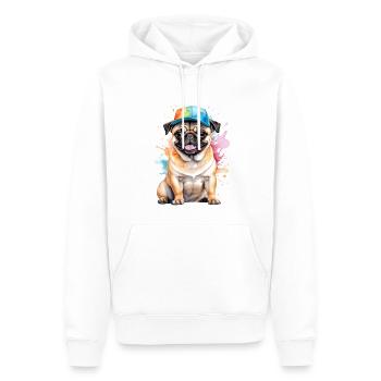 Carlin Snapback Cap Chien Coloré Drôle Design Imprimer - Sweat à capuche Premium bio Homme - blanc - Devant - Nico (187cm)