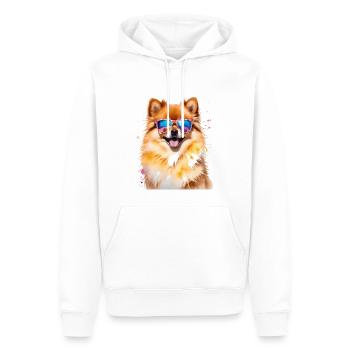 Pomeranian Pomeranian Sunglasses Dog Print - Men’s Premium Organic Hoodie - white - Front - Nico (187cm)