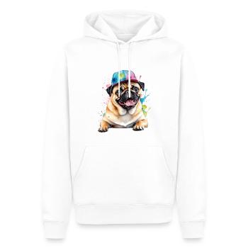 Carlin Snapback Cap Chien Coloré Drôle Design Imprimer - Sweat à capuche Premium bio Homme - blanc - Devant - Nico (187cm)