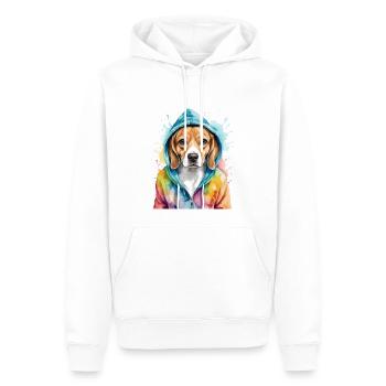 Beagle Hoodie Dog Colorful Funny Animal Design Print - Men’s Premium Organic Hoodie - white - Front - Nico (187cm)