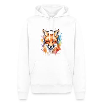 Renard Casque Musique Coloré Animal Design Imprimer - Sweat à capuche Premium bio Homme - blanc - Devant - Nico (187cm)
