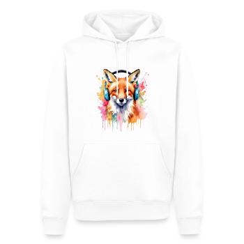 Renard Casque Musique Coloré Animal Design Imprimer - Sweat à capuche Premium bio Homme - blanc - Devant - Nico (187cm)