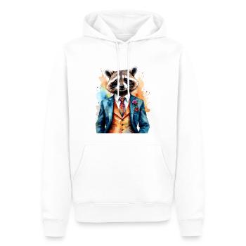Costume de raton laveur Imprimé de conception d’animaux colorés - Sweat à capuche Premium bio Homme - blanc - Devant - Nico (187cm)