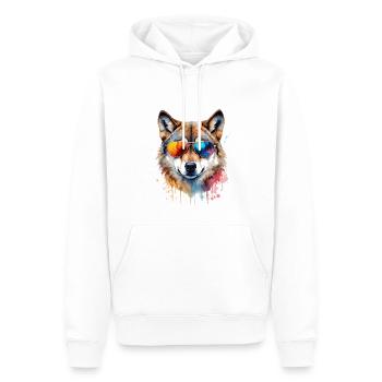 Wolf Sunglasses Colorful Animal Design Print - Men’s Premium Organic Hoodie - white - Front - Nico (187cm)