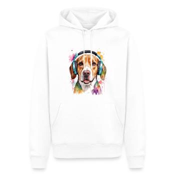 Beagle Headphones Dog Funny Animal Design Print - Men’s Premium Organic Hoodie - white - Front - Nico (187cm)