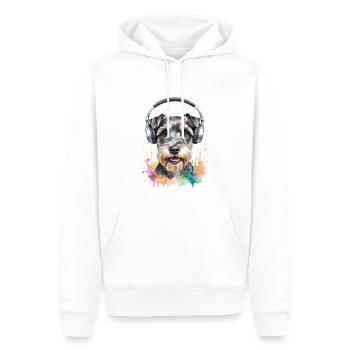 Zwergschnauzer Kopfhörer Hund Lustig Design Print - Männer Premium Bio Hoodie - Weiß - Vorne - Nico (187cm)