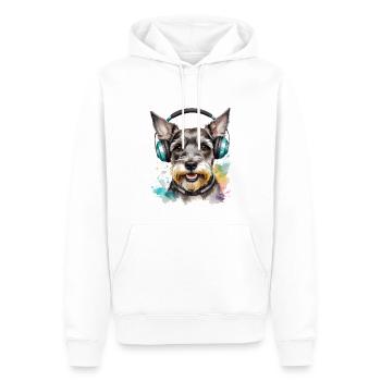 Zwergschnauzer Kopfhörer Hund Lustig Design Print - Männer Premium Bio Hoodie - Weiß - Vorne - Nico (187cm)