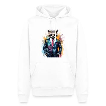 Costume de raton laveur Imprimé de conception d’animaux colorés - Sweat à capuche Premium bio Homme - blanc - Devant - Nico (187cm)