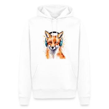 Renard Casque Musique Coloré Animal Design Imprimer - Sweat à capuche Premium bio Homme - blanc - Devant - Nico (187cm)