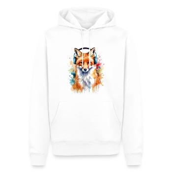 Renard Casque Musique Coloré Animal Design Imprimer - Sweat à capuche Premium bio Homme - blanc - Devant - Nico (187cm)