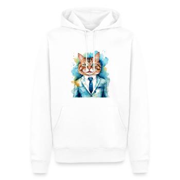 Katze Anzug Bunt Lustig Lustig Tier Design Print - Männer Premium Bio Hoodie - Weiß - Vorne - Nico (187cm)